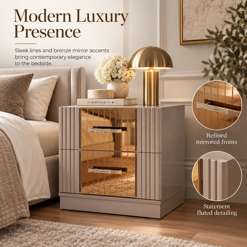 Adervique Fluted 2-Drawer Nightstand image number 3