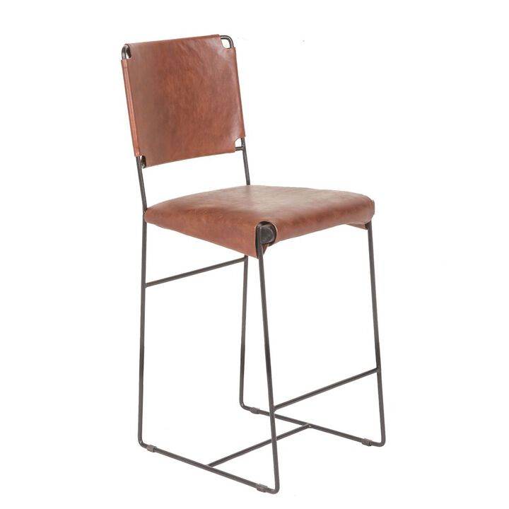 World Interiors Melbourne Counter Chair in Tobacco Leather