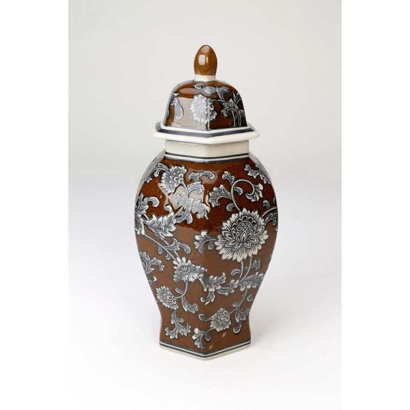 Aa Importing 59819 14 Inch Hexagon Brown & Tan Ginger Jar image number 0