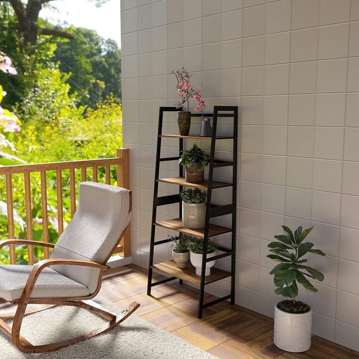 Bookshelf, Ladder Shelf, 4 Tier Tall Bookcase, Modern Open Bookcase for Bedroom, Living Room, Office (Brown)