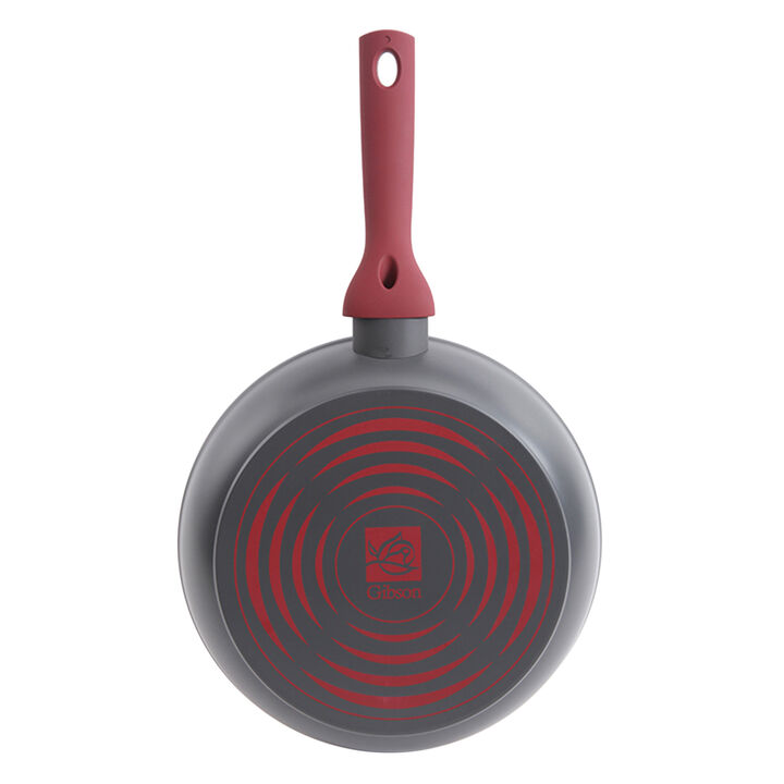Gibson Home Marengo 12 in. Aluminum Non-Stick Frying Pan in Red and Grey