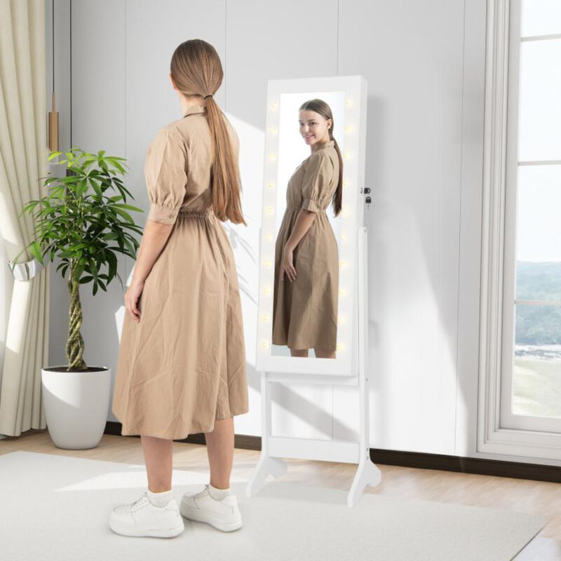 Hivvago Mirror Jewelry Cabinet with 20 Warm Lights and 4 Tilt Angles
