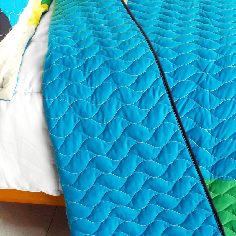 3 Piece Patchwork Quilted Quilt Set Queen Size Lightweight Home Bedding Set image number 3