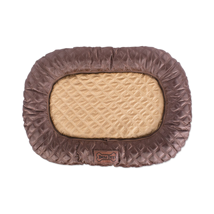 DII Border Cushion Quilted Brown Oval Medium