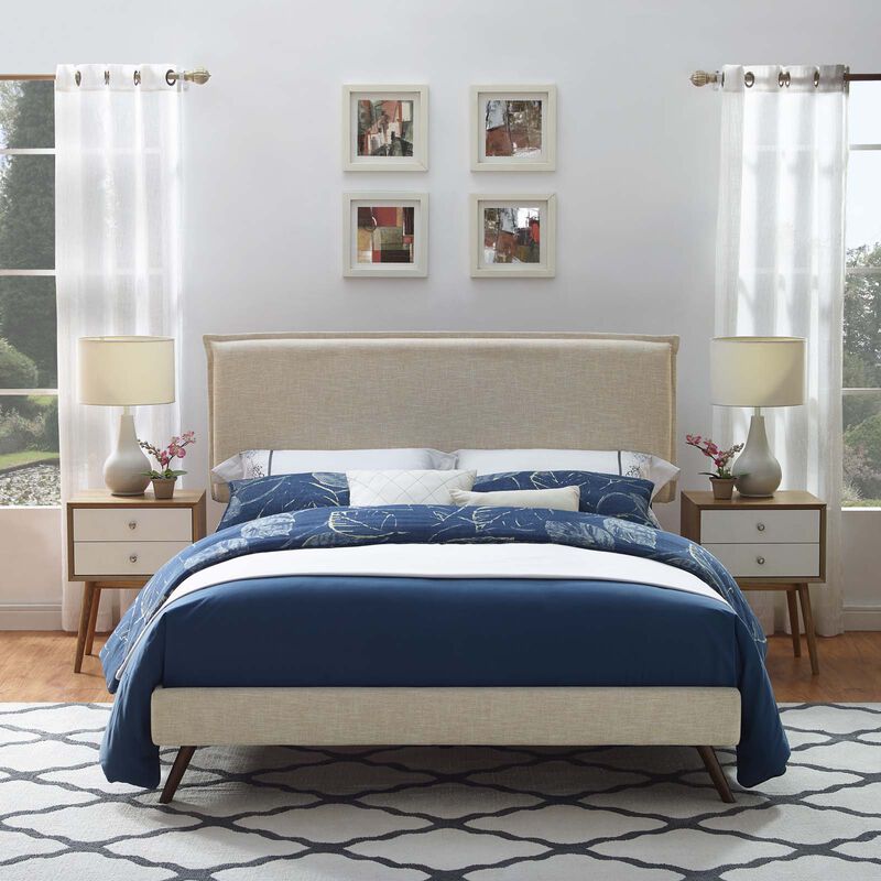 Modway - Amaris Queen Fabric Platform Bed with Round Splayed Legs image number 1