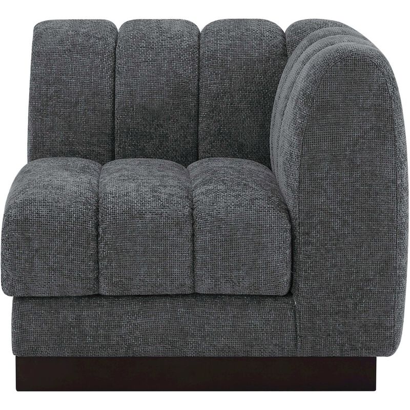 Meridian Furniture Quinn Grey Chenille Fabric Corner Chair