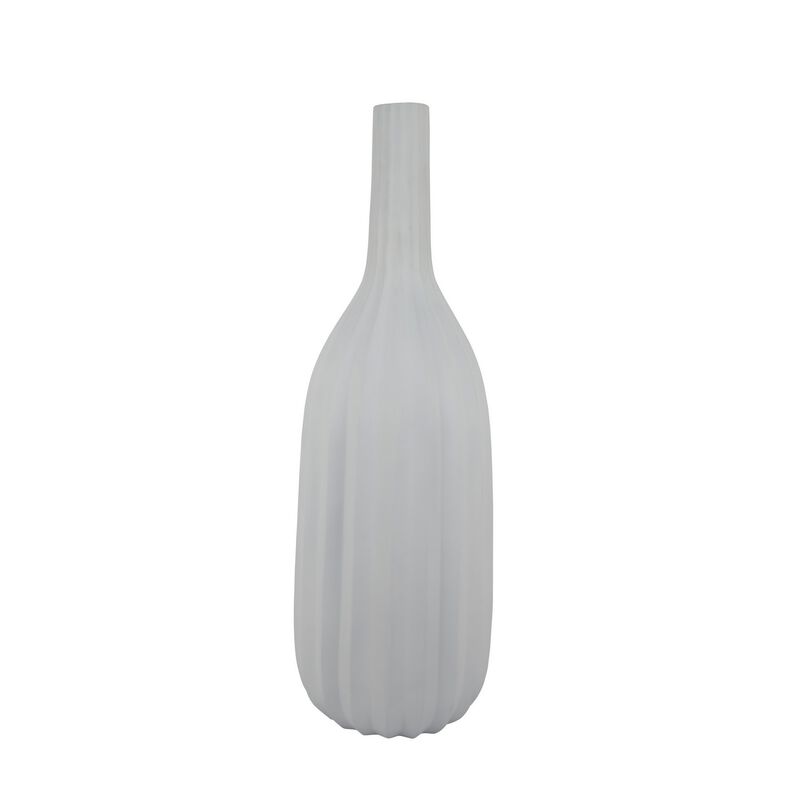 Rizie Vase with Ribbed Texture, 41 Inch Contemporary White Polyresin