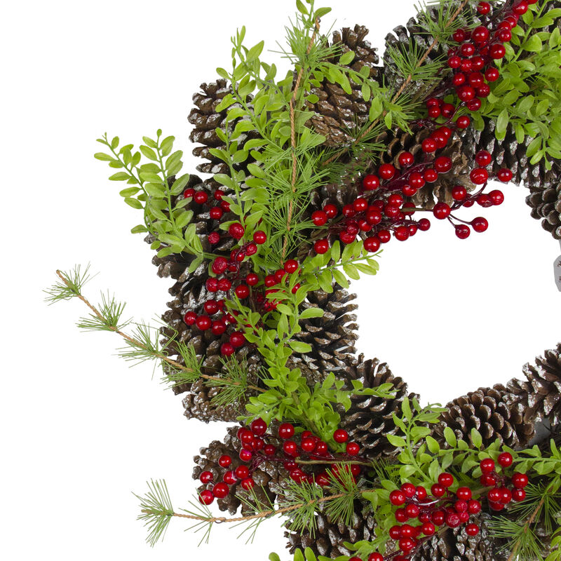 Frosted Pine Cones and Berries Artificial Christmas Wreath - 18-Inch  Unlit