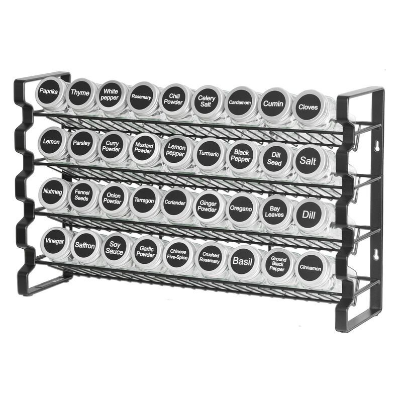 Spice Rack Organizer with 36 Jars Labels Lids and Funnel Complete Set image number 6