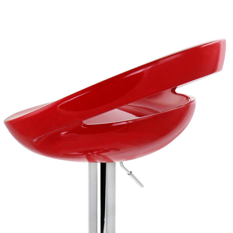 Elama 2 Piece Retro Adjustable Bar Stool in Red with Chrome Base