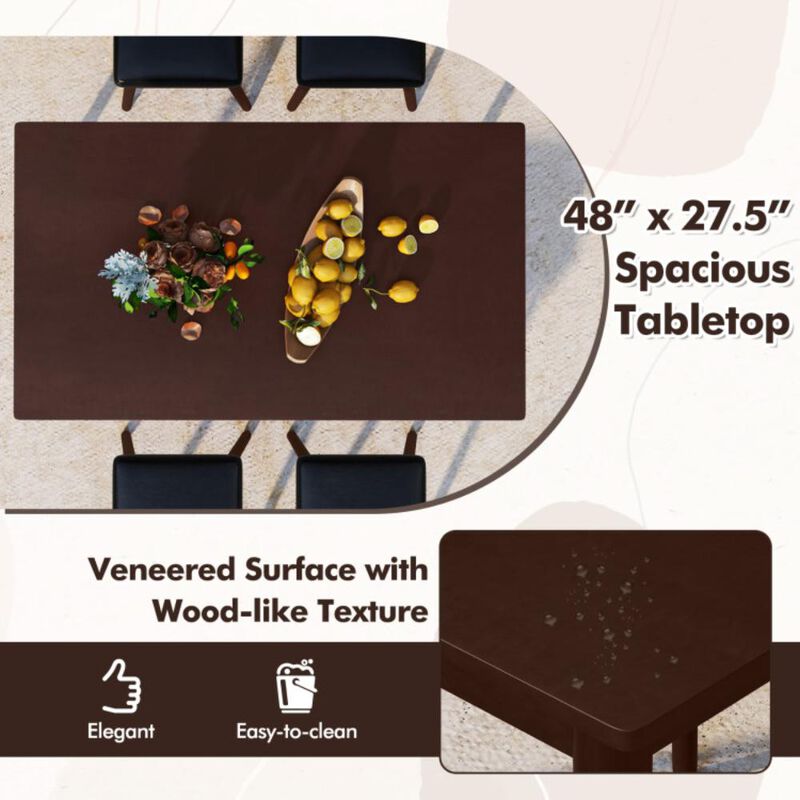 Hivvago 5 Piece Dining Table Set for 4 with 4 Upholstered Stools and Rubber Wood Legs