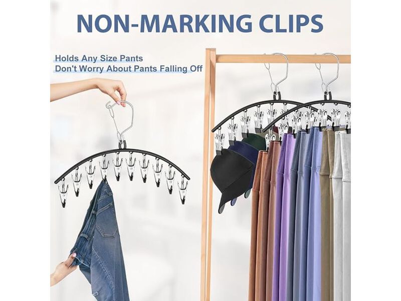 3 Pack Skirt Pants Hangers With Clips, Legging Organizer For Closet Hanging image number 1