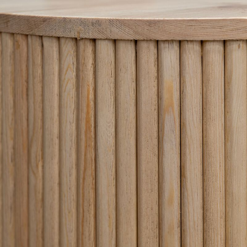 Izya 20 Inch Chairside End Table, Drawer, Intricate Ribbed Column, Brown