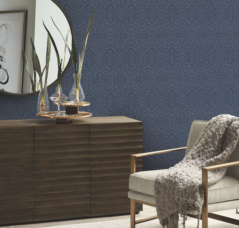 Cathedral Damask Blue Wallpaper image number 1