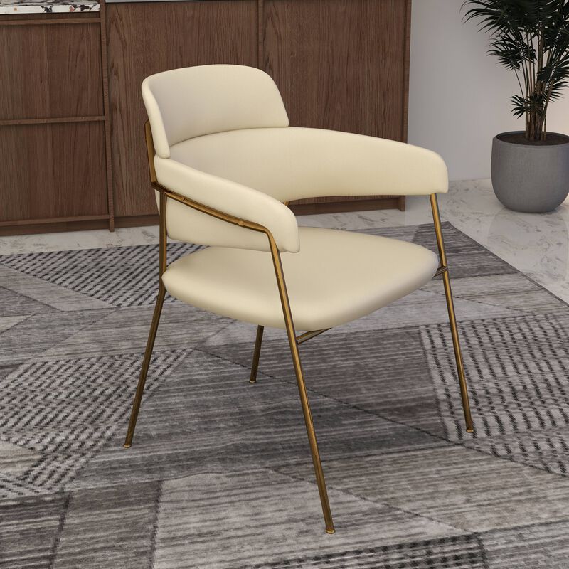 Axis Upholstered Dining Chairs Curved Open-Back & Gold Legs Set of 2 in