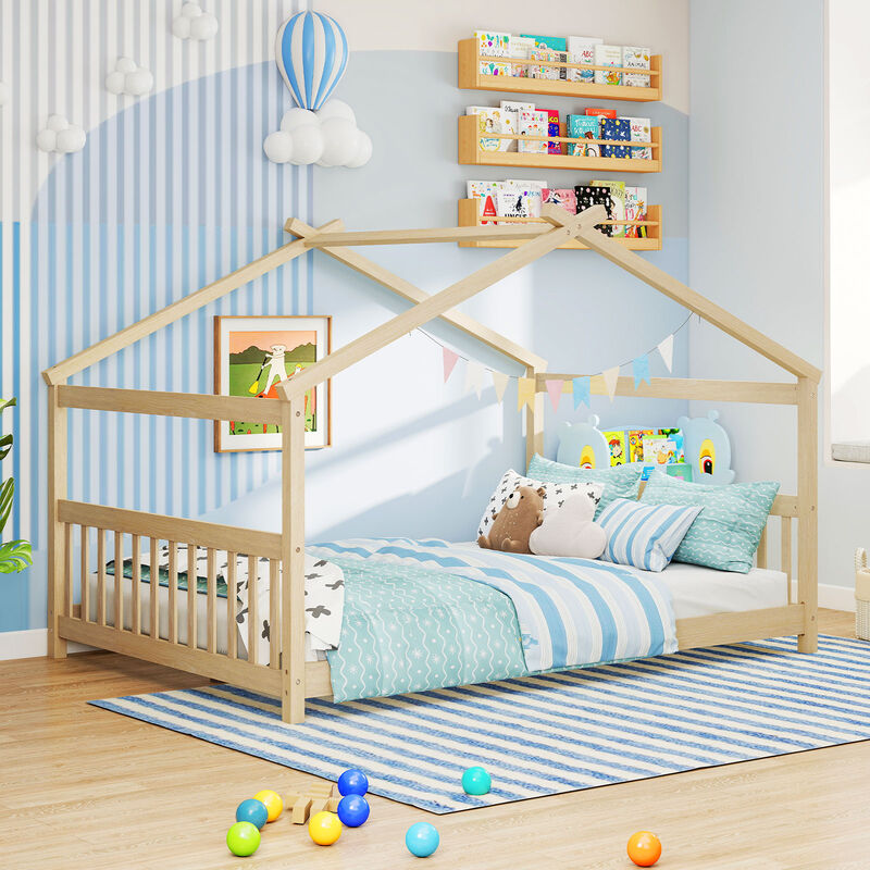 House Bed Frame with Headboard for Kids Bedroom image number 4