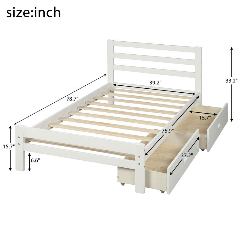 Merax Wood platform bed with two drawers image number 3
