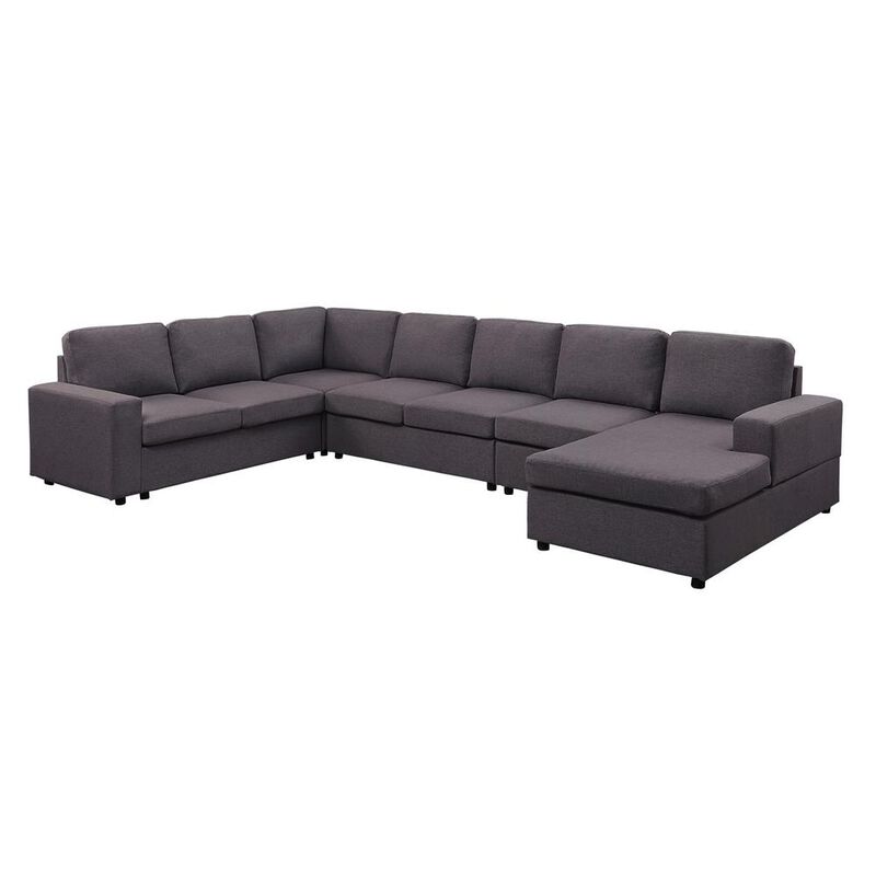 Lilola Home LILOLA Tifton Modular Sectional Sofa with Reversible Chaise in Dark Gray Linen