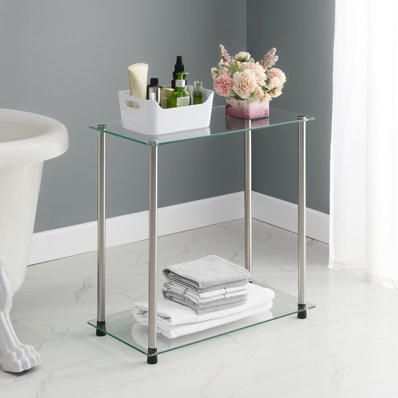 Convenience Concepts Designs2Go Classic Glass 2 Tier Chairside End Table