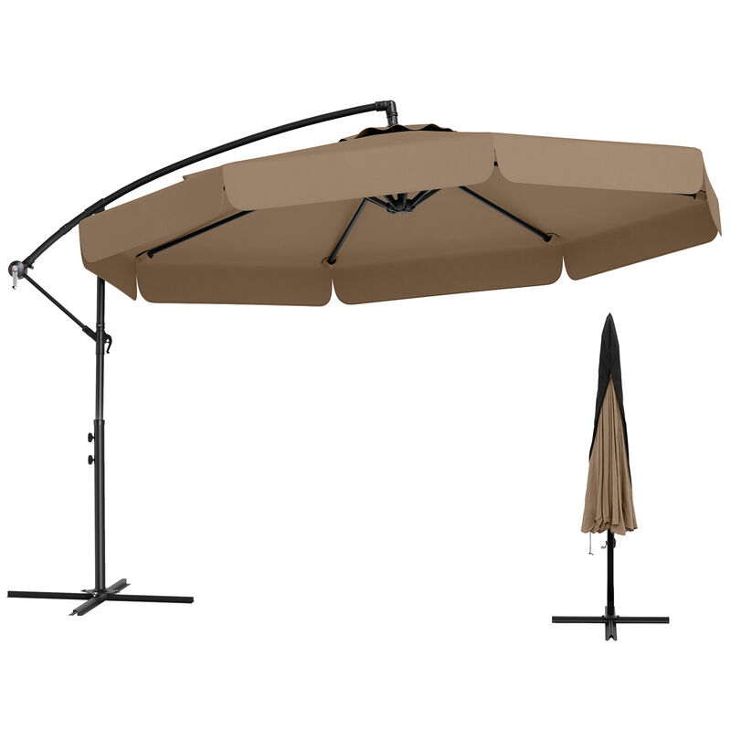 Patio Cantilever Umbrella with Cover &ndash; Tilt Adjustment & Decorative Ruffled Edge