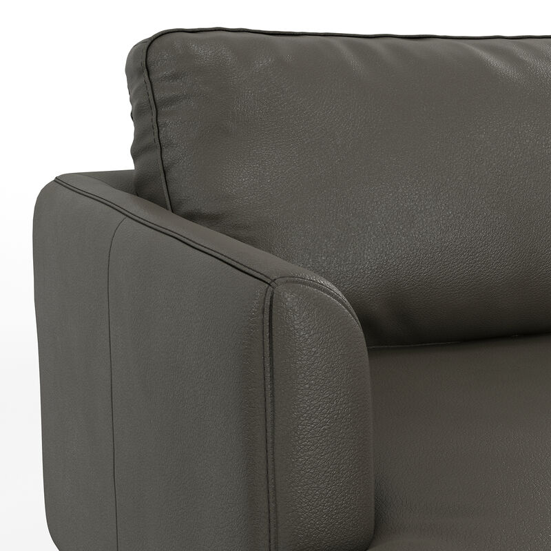 Livingston 76 inch Wide Mid-Century Modern Sofa in Coal Top Grain Genuine Leather