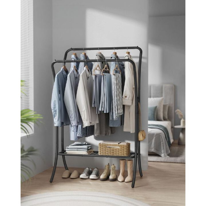 Heavy-Duty Double-Rod Clothes Rack Adjustable Garment Storage with Sturdy Design