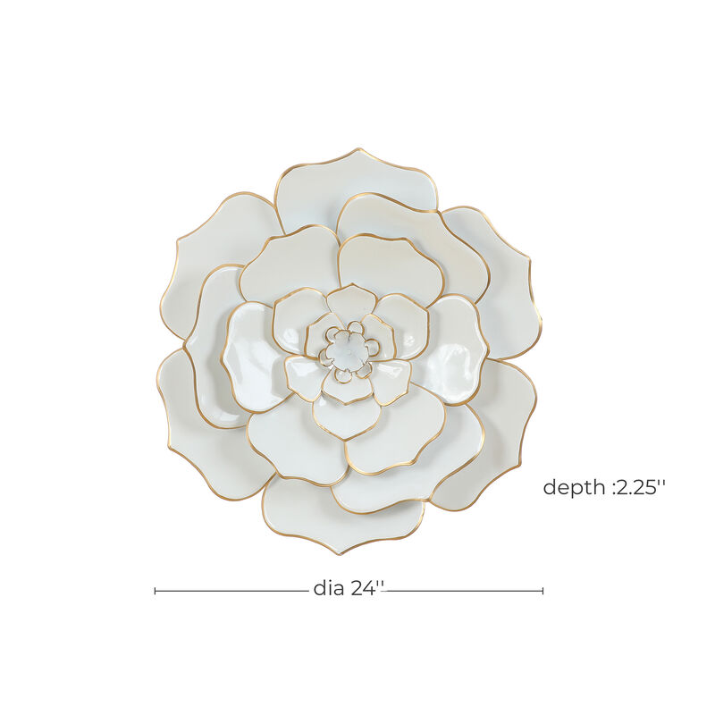 25" Bloom Metal Floral Wall Art Decor, White Gold image number 9