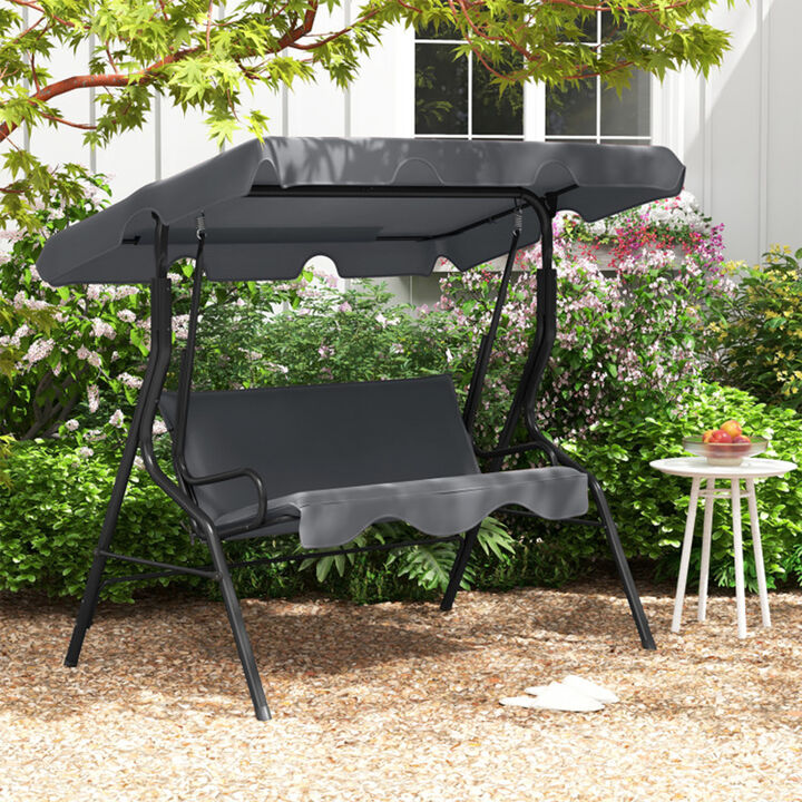 Mondawe 3 Seat Outdoor Patio Canopy Porch Swing with Cushioned Steel Frame