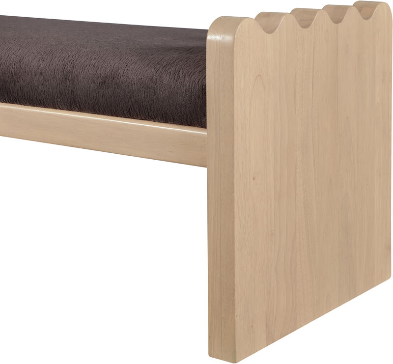 Meridian Furniture Sonia Brown Velour Fur Fabric Bench