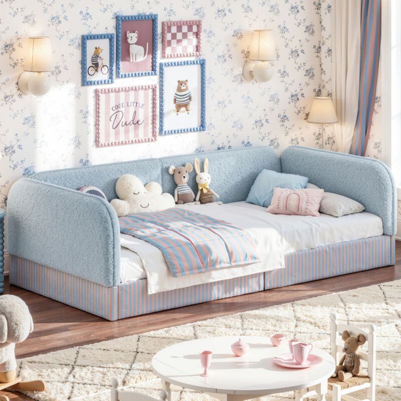 Kekges Teddy Boucl&eacute; Upholstered Kids Daybed Frame image number 1