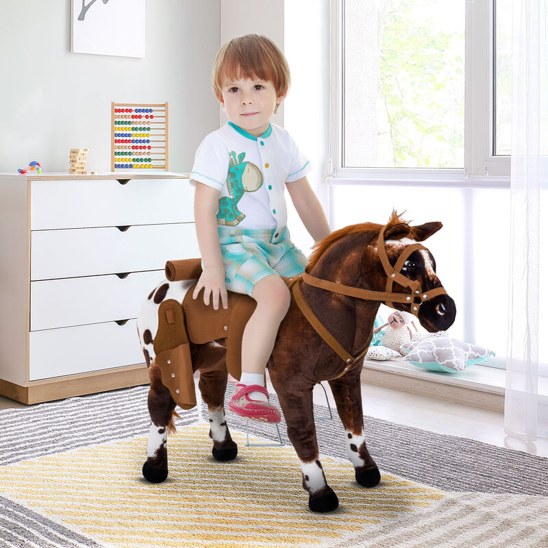 BreeBe Kids Stuffed Ride-On Horse with Realistic Sounds image number 1