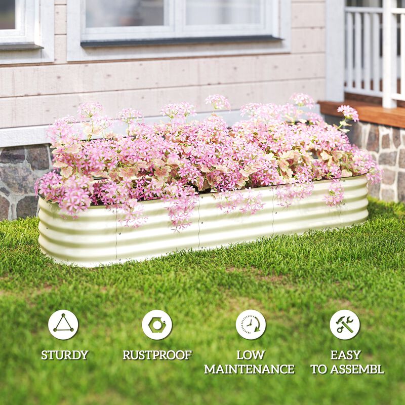 Hivvago Metal Raised Planter Box with Edge Protection, 6.4'x2'x1' image number 6