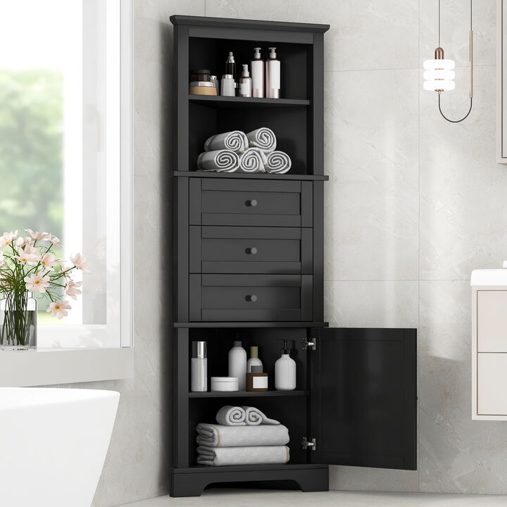 ELEMENT ACE Compact Triangular Storage Cabinet with Adjustable Shelves and Drawers for Optimal Home Organization