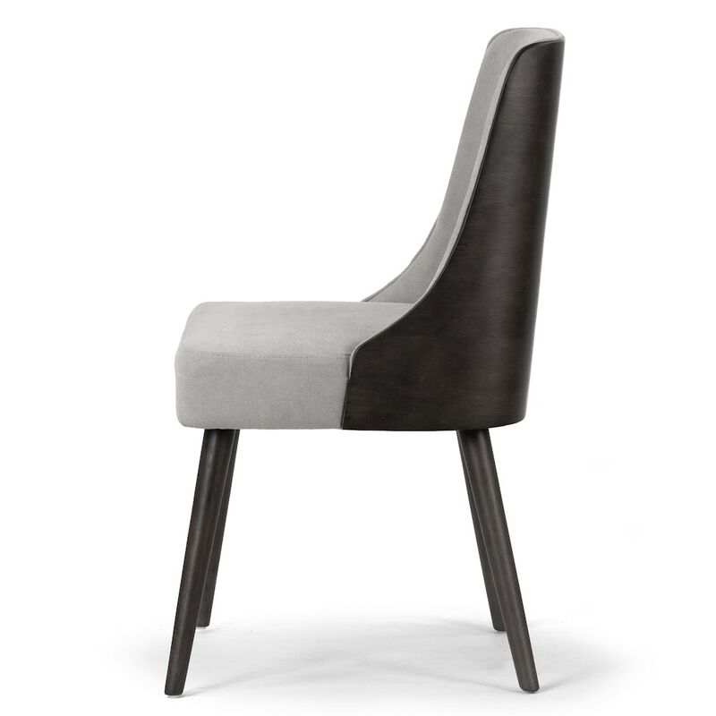 Glamour Home Set of 2 Asma Fabric Chair with Black Bentwood Back and Solid Wood Legs