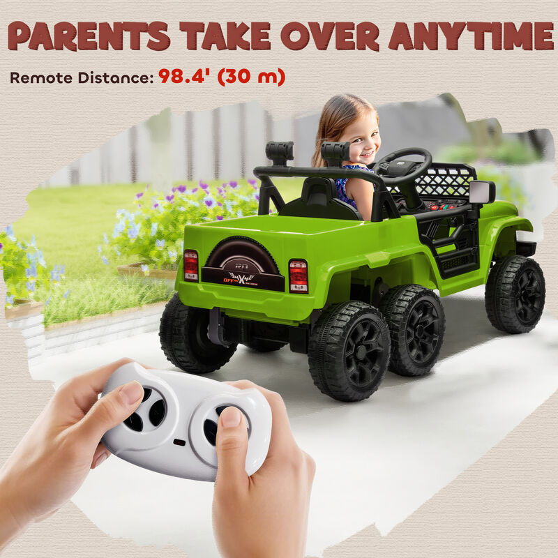 BreeBe 12V 4x4 Kids Electric Car w/ 2WD/4WD Switchable, Remote Control, Spring Suspension System, Back Trailer image number 5