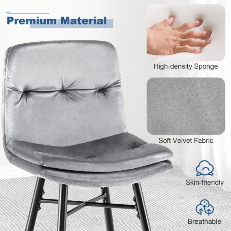 Hivvago 2 Pieces 29 Inch Velvet Bar Stools Set with Tufted Back and Footrests