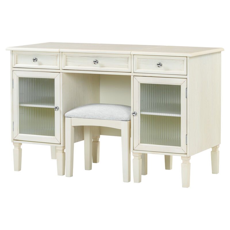 2-in-1 Vanity Desk with Flip-Top Mirror and Hidden Storage image number 4