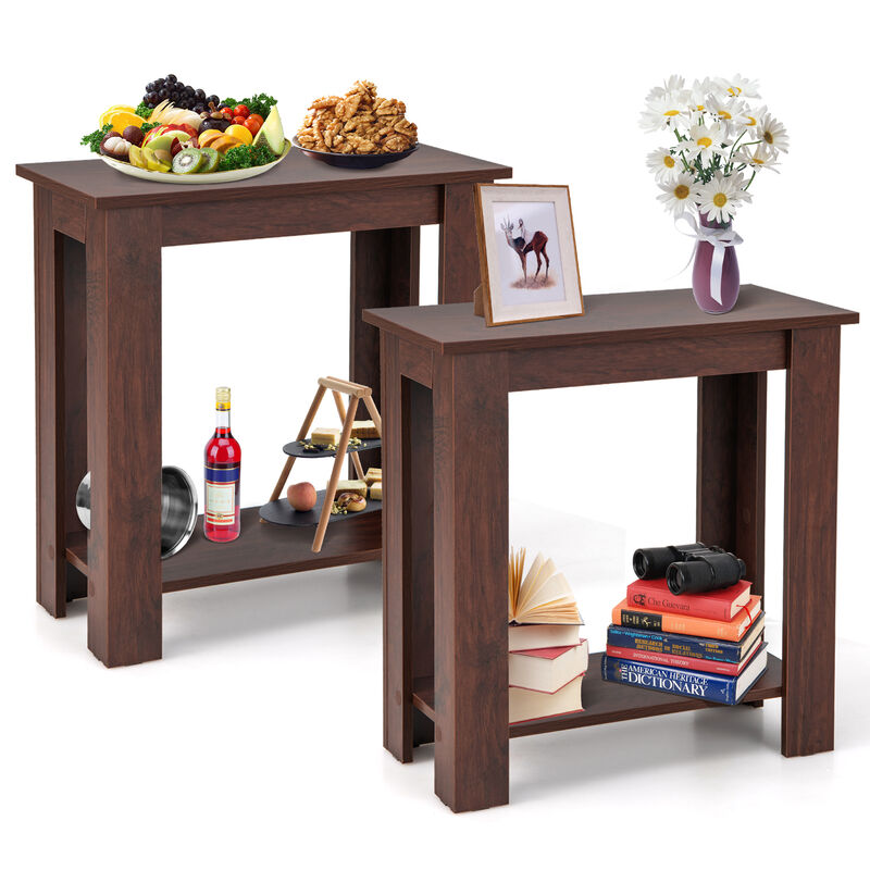 2-Tier Modern End Table with Storage Shelf, Compact Design for Small Spaces