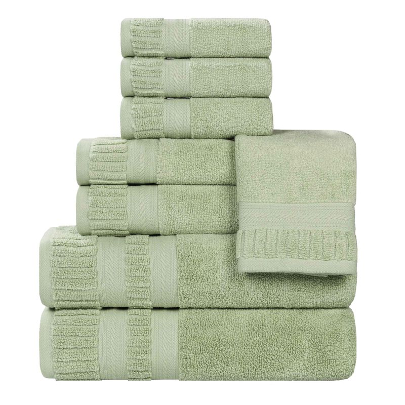 8 Piece Zero Twist Cotton Bath Towel Set Plush Quick Dry Towels image number 0