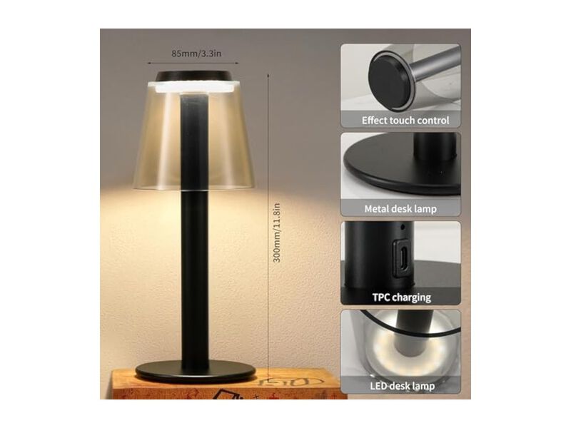 Cordless Rechargeable LED Table Lamp Metal Battery Operated Outdoor Portable image number 3