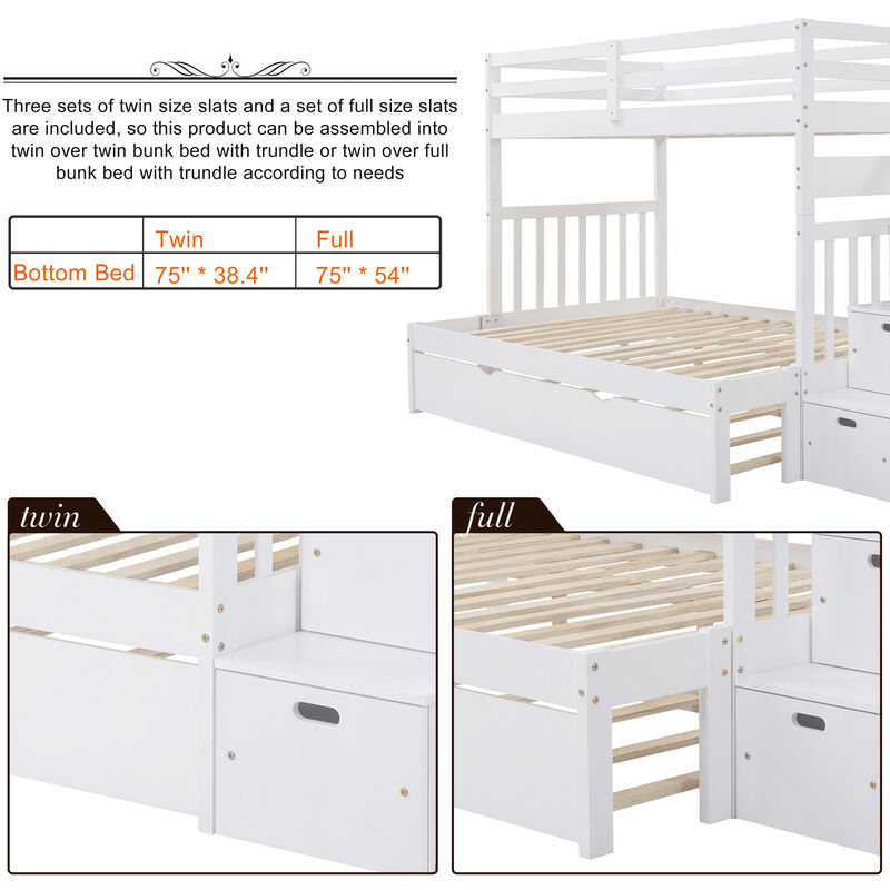 Merax Full Bunk Bed with Twin Size Trundle