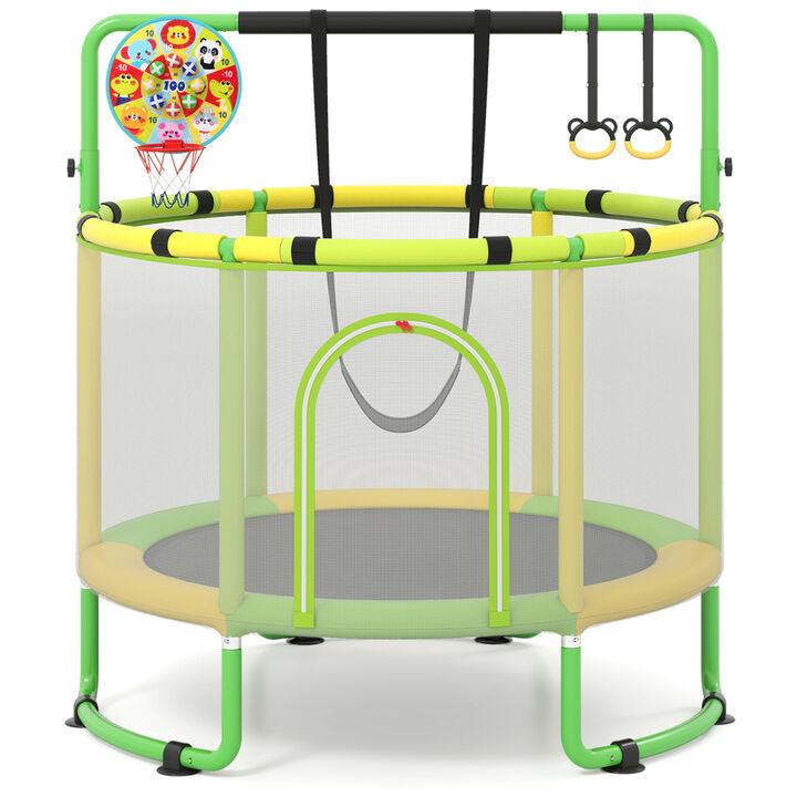 Kids 6 in 1 Trampoline with Gymnastics Bar for Toddler Indoor Outdoor Play