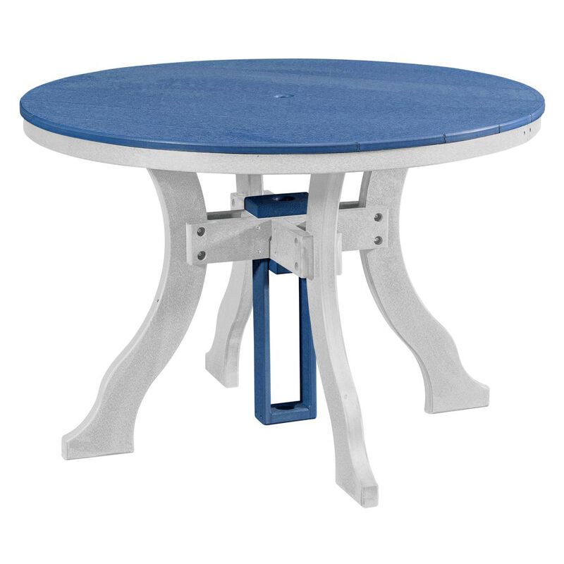 American Furniture Classics Dining Height Round Table in Blue with a White Base