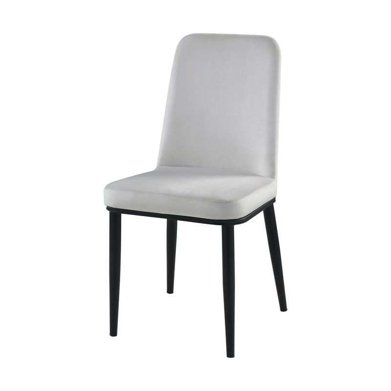 Lane 23 Inch Side Dining Chair, Gray Velvet, Armless, Black Metal, Set of 2 - Benzara image number 3