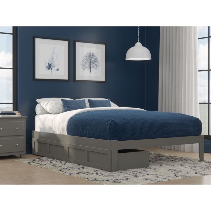 Colorado Queen Bed with USB Turbo Charger and 2 Extra Long Drawers in Grey