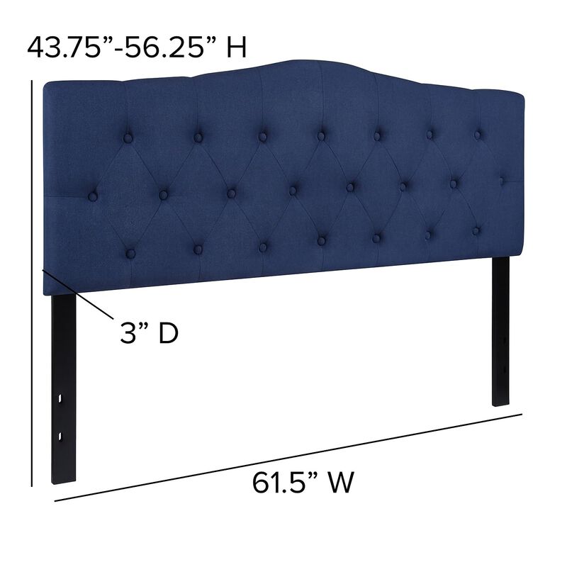 Flash Furniture Cambridge Tufted Upholstered Queen Size Headboard in Navy Fabric