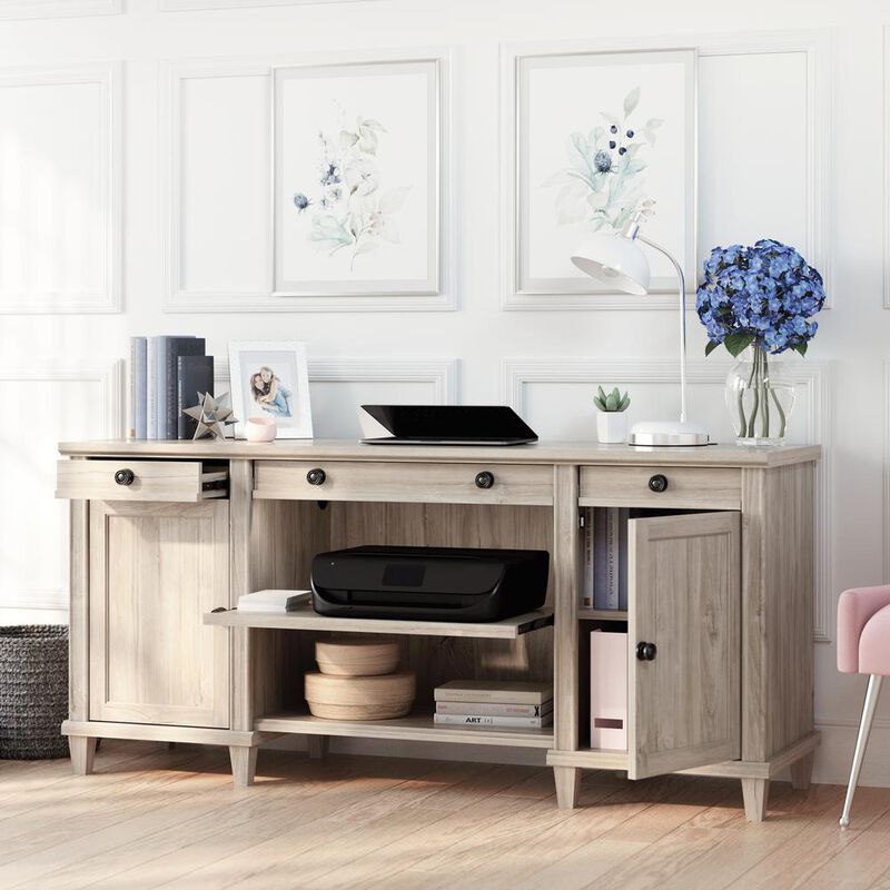 Sauder Hammond Credenza  Chalk Oak