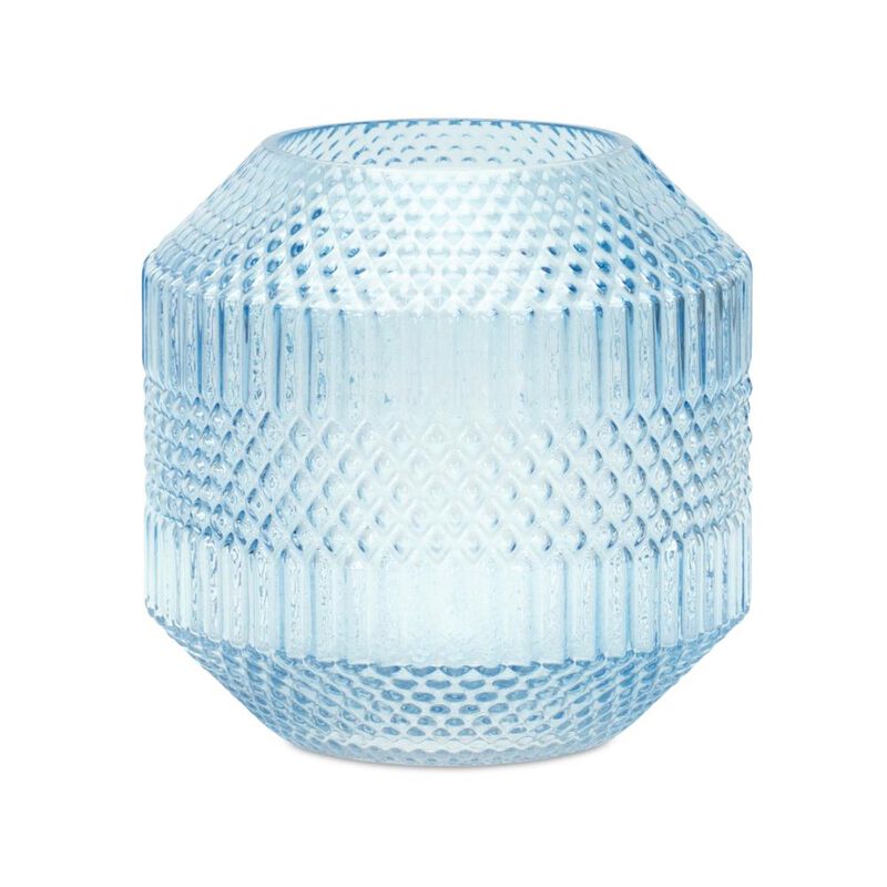 Hivvago 8 Inch Pale Blue Geometric Cylinder Glass Table Vase