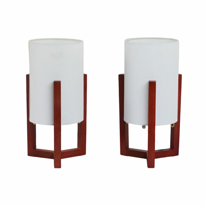 Wood,s/2,15"h,cylnder Tripod Tbl Lamps,cherry/wht image number 2