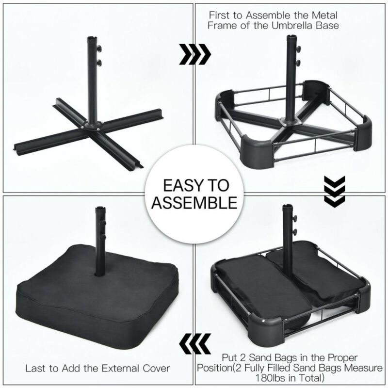 Hivvago Double-Sided Twin Patio Umbrella with Crank and Base